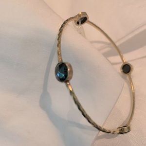 22K Yellow Gold Vermeil Pull-0n Bracelet with four Onyx Inlays